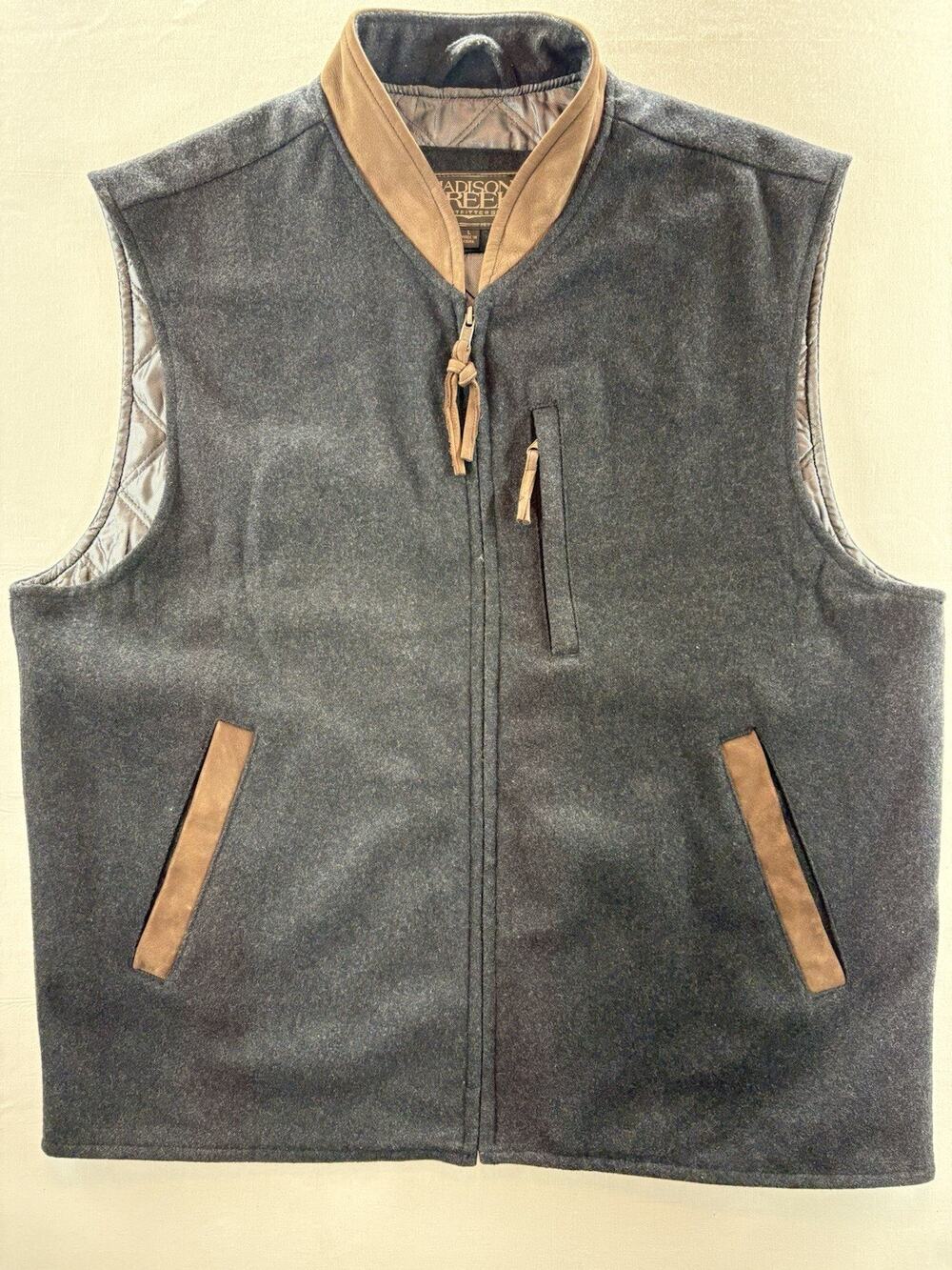 Madison Creek Outfitters Men's Large Vest Grey And‎ Brown 3rd Chest Pocket